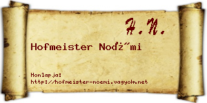 Hofmeister Noémi névjegykártya