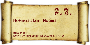 Hofmeister Noémi névjegykártya